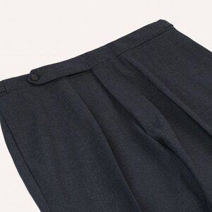 Drake's - Charcoal Tropical Wool Single Pleat Trouser - Size 46 (IT / EUR)